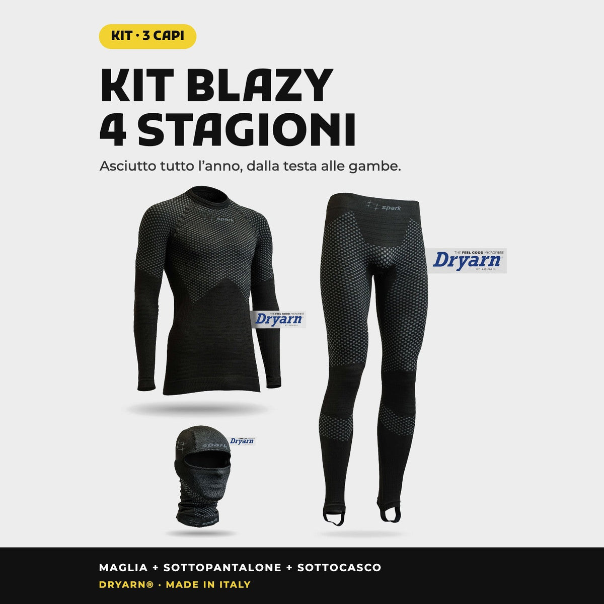 Kit Blazy 4 Stagioni: maglia, sottopantalone e sottocasco