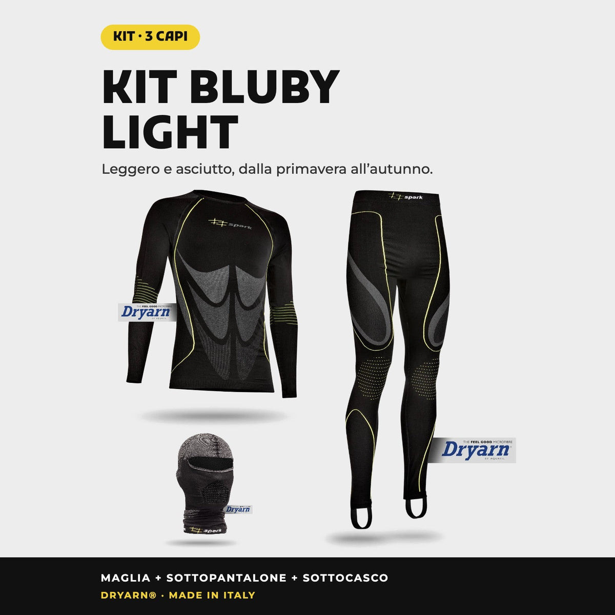 Kit Bluby Light: maglia, sottopantalone e sottocasco Rally